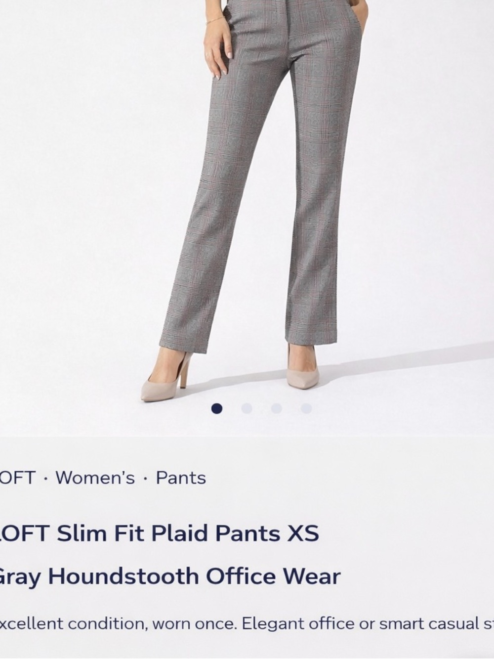 LOFT Slim Fit Bootcut Pants – Size 0 | Black/White/Red Houndstooth